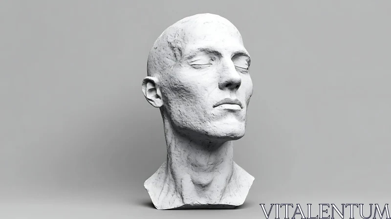 Serene Stone Head Sculpture AI Image