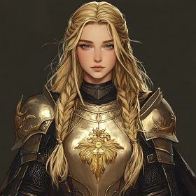 Female Warrior in Gold Armor