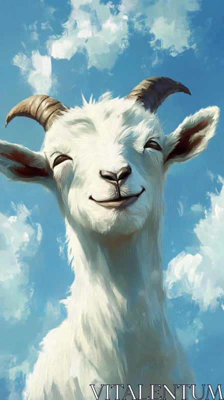 Joyful Goat Portrait Against Sky AI Image