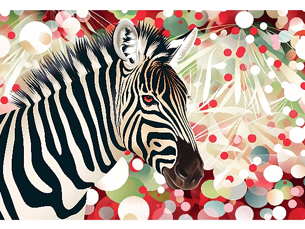 Stylized Zebra with Festive Elements POD Design