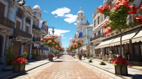 Floral City Street in Mediterranean-Inspired Animecore Style