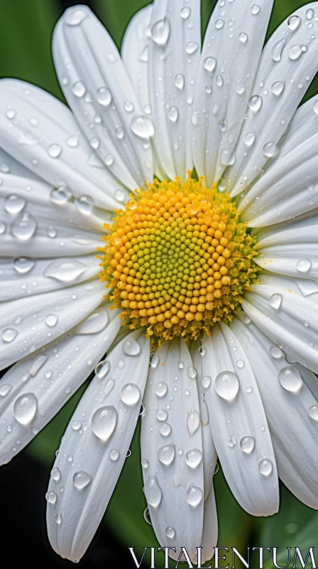Rain-Kissed Daisy in Serene Garden - A Celebration of Nature AI Image