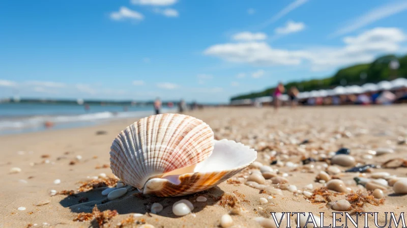 Serene Maritime Scene: Shell on Beach AI Image
