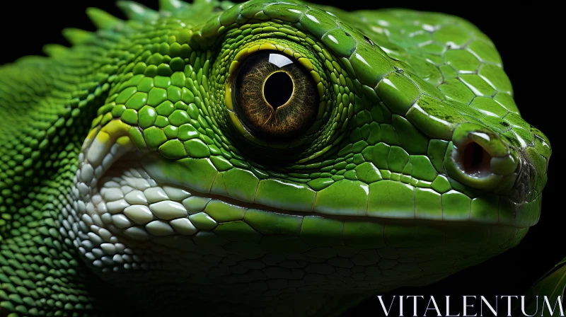 Stunning Close-Up of Lizard Captured in Black Light AI Image
