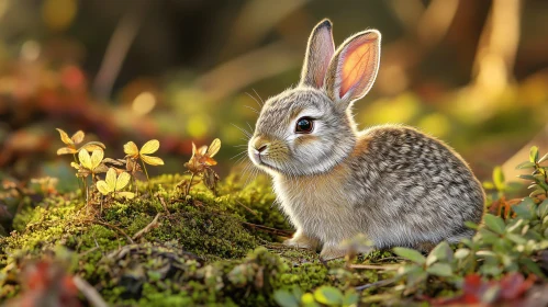 Adorable Bunny in Sunlit Forest