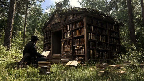 Secluded Library in the Woods