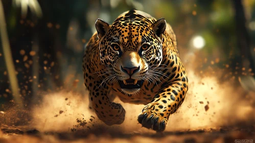 Wildlife: Jaguar Running in Jungle