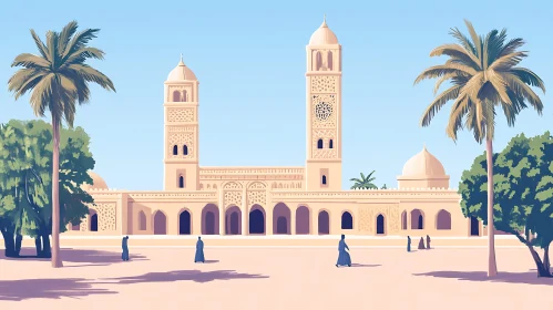 Serene Islamic Architecture with Figures