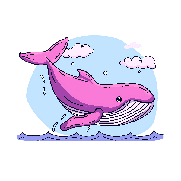 Playful Pink Whale Illustration POD Design