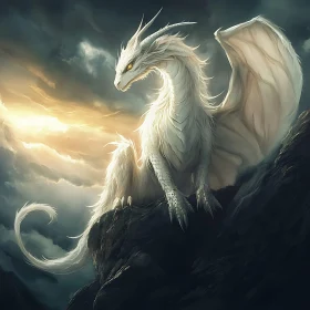 Albino Dragon on Mountain Top