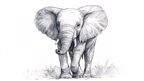 Elephant Monochrome Art