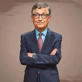 Bill Gates Illustration in Suit