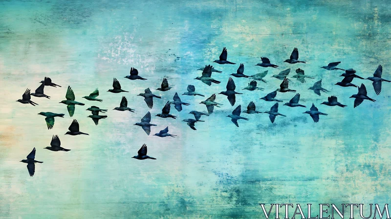 Flock of Birds Arrow Formation AI Image