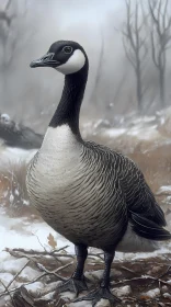 Winter Goose Amidst Frost