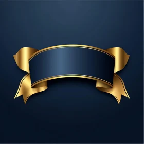 Luxurious Blue Banner with Gold Ribbons