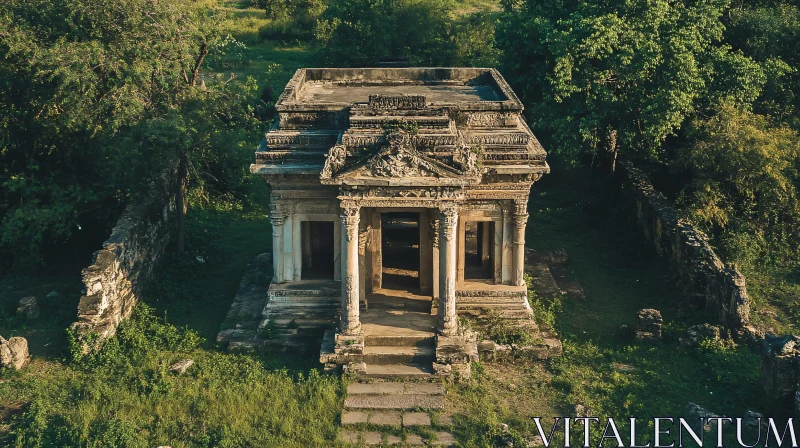 Historical Temple Amongst Greenery AI Image