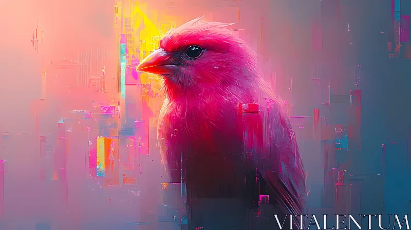 Artistic Pink Bird AI Image