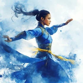 Woman in Blue: Strength and Serenity
