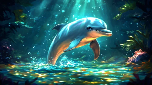 Graceful Dolphin in Sunlit Ocean