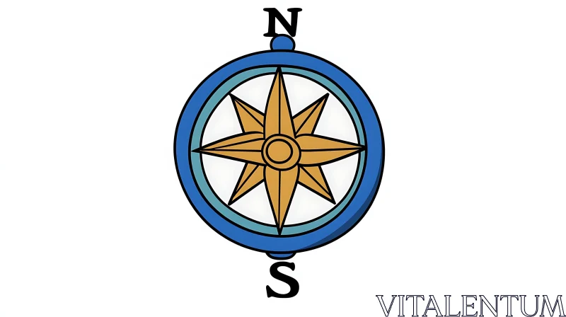 AI ART Navigation Compass Rose Illustration