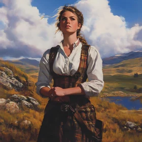 Woman in Traditional Dress in Scotland