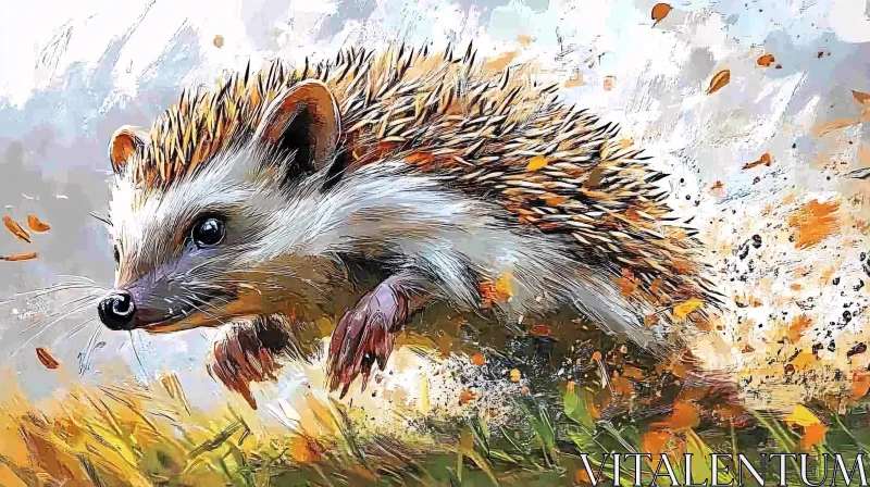 AI ART Dynamic Meadow Scene with Hedgehog