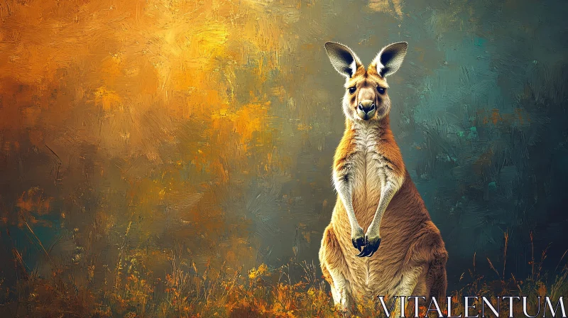 Artistic Kangaroo Portrait AI Image