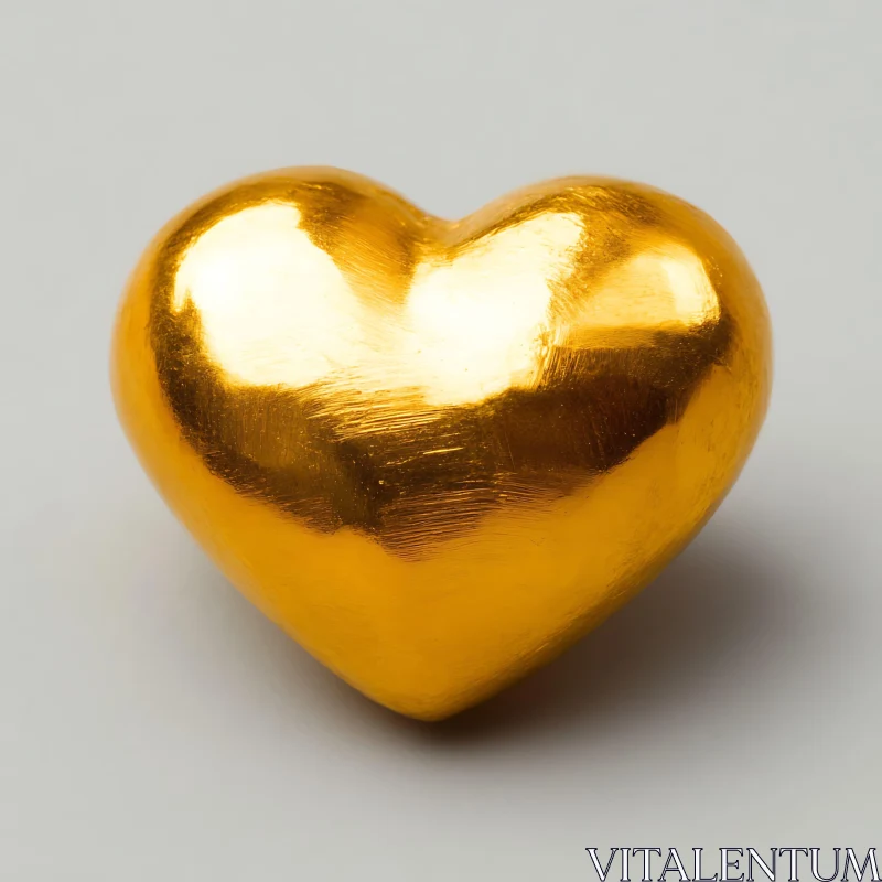 Gleaming Golden Heart on Soft Background AI Image