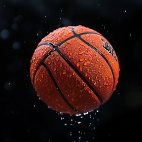 Basketball with water drops