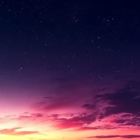Gradient Sky with Stars and Clouds