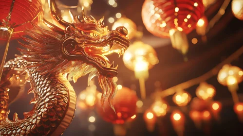 Festive Dragon and Lantern Display