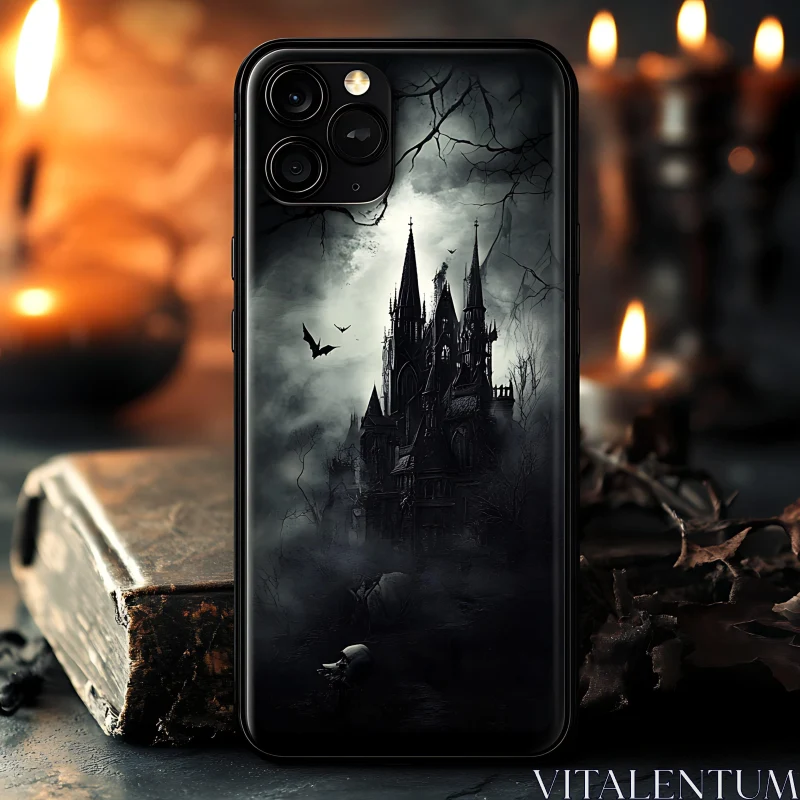 Eerie Castle Phone Case Art AI Image