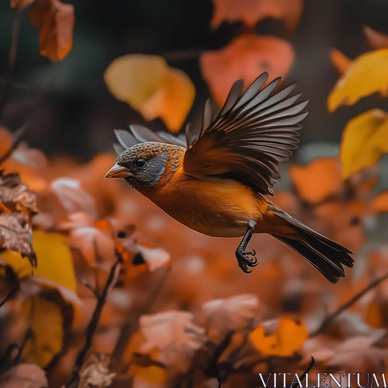 Autumnal Flight of a Small Bird AI Image