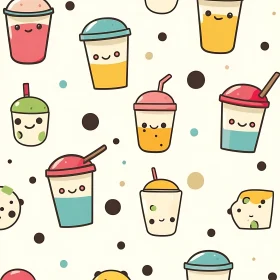 Cartoon Boba Tea Cups Background