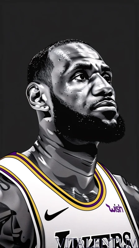 Stylized LeBron James Basketball Portrait AI Image