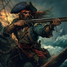 Pirate Warrior with Rifle on Ship