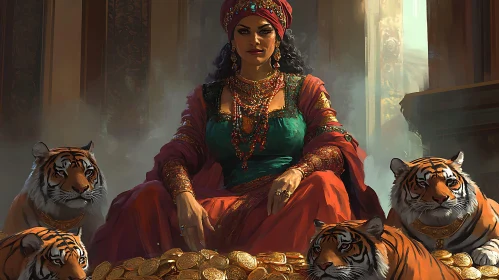 Woman with Tigers and Gold