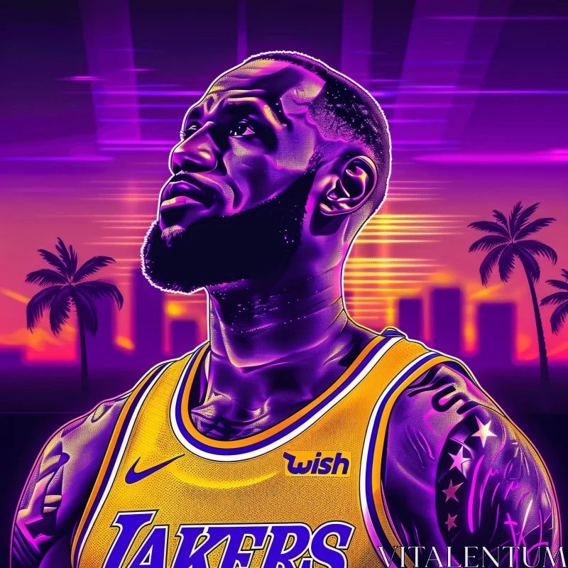 LeBron James Sunset Art AI Image