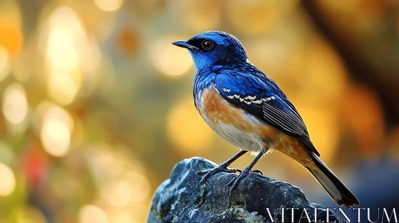 Vibrant Bird on Rocky Ledge AI Image