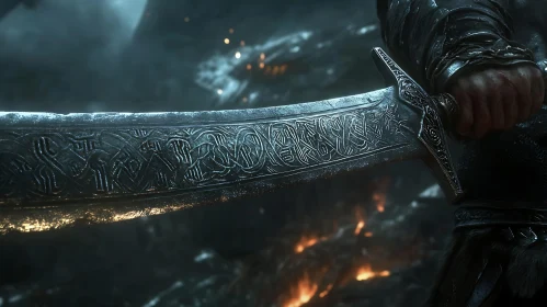 Warrior's Steel: Intricate Sword Design