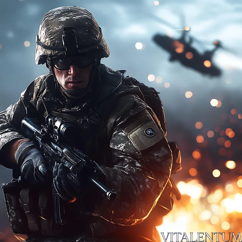 Battlefield Warrior: A Moment of Resolve AI Image