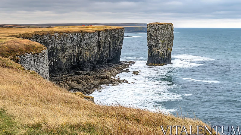 Stunning Cliffside View with Ocean Waves AI Image