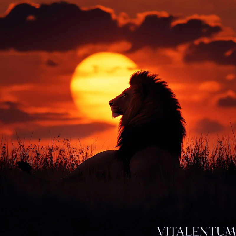 AI ART Silhouette of a Lion