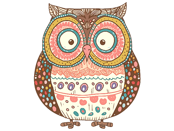 Colorful Owl Art for Apparel POD Design