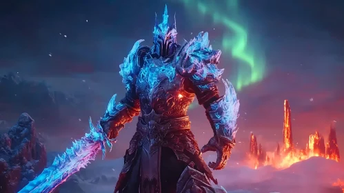 Armored Warrior with Glowing Sword