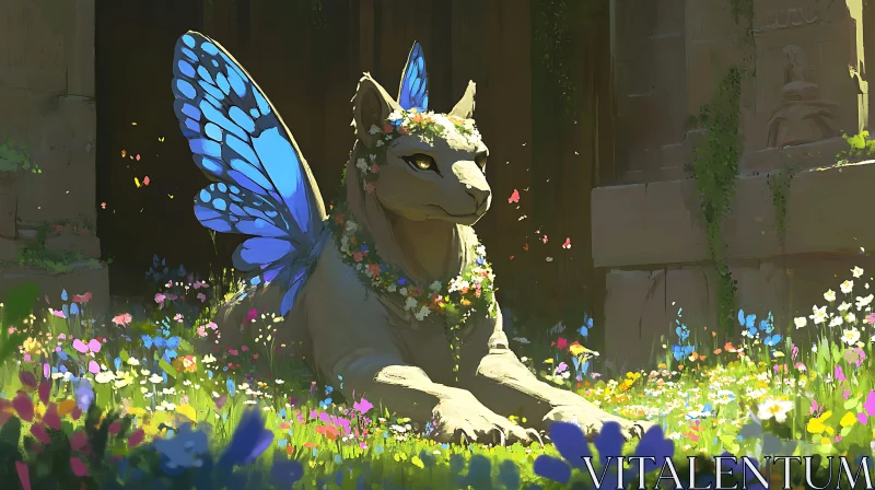 AI ART Enchanted Creature in a Meadow of Flowers