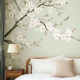 Charming Bedroom with Floral Wall Art