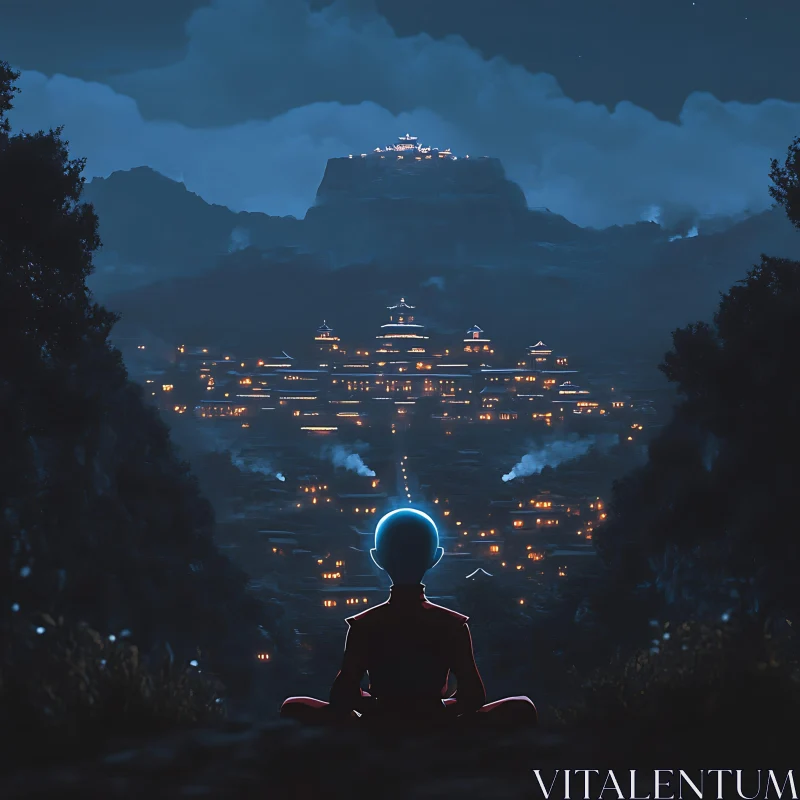 Avatar Aang Night Meditation AI Image