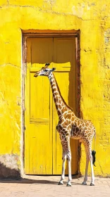 Giraffe and Yellow Doorway