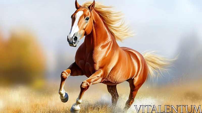 AI ART Running Horse in a Field